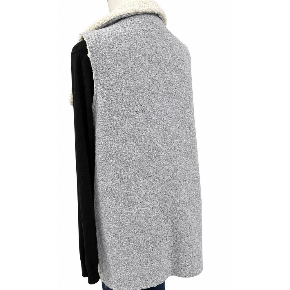 Hem and Thread Heather Grey Cozy Fleece Longline Reverse Vest Large NWOT - Picture 5 of 6